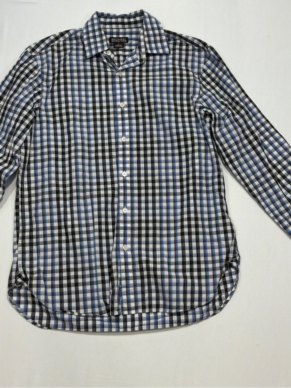 Michael Kors Mens Check Button Down Dress Shirt Small